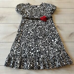 Hanna Andersson Black & White Paisley Zipper Back Closure Dress